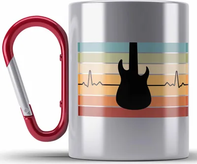 Produktbild von Trendation - Gitarrenspieler Geschenk Edelstahl Tasse Karabiner Männer Frauen Gitarre Geschenkidee Gitarristen Gitarrist Geschenke (Rot)