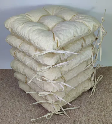 Produktbild von Set 6 x Stuhlkissen/Sitzkissen Lara 38 x 38 cm Dicke 8 cm, Fb. Colore beige mit Schleifen