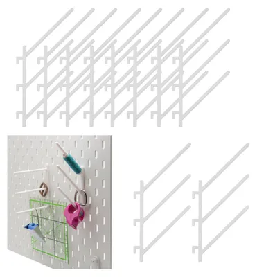 Produktbild von 10x Halter für IKEA SKADIS Lochplatte Nähgarnhalter Lochwand Haken Halterung Schräg Weiß