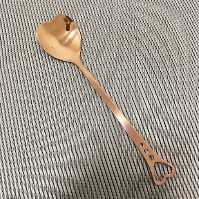 Productafbeelding van 2 stuks koffielepel, theelepel, mokkalepel, dessertlepel, roestvrij staal, hartvorm, liefde, kleur: rosé goud