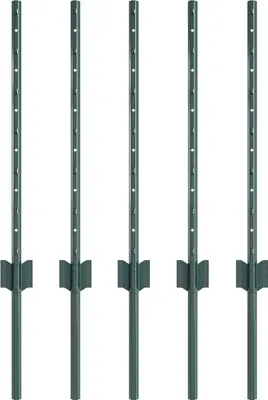 Zdjęcie produktu dla vidaXL Słupki ogrodzeniowe do wbijania, 5 szt., zielone, 100 cm