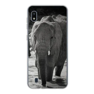 Produktbild von MuchoWow® Handyhülle Schutzhülle Hülle für Samsung Galaxy A10 Elefant - Tiere - Wasser - Schwarz und weiß Silikon Softcase Handy Hülle - Schutzhülle
