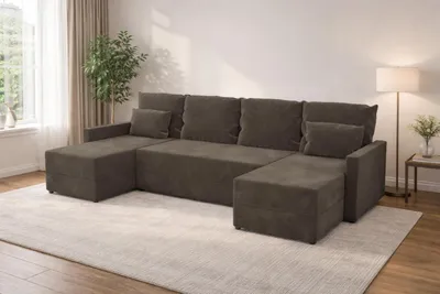 Zdjęcie produktu dla Duży narożnik KUBO U z funkcją spania i pojemnikiem na pościel sofa do salonu