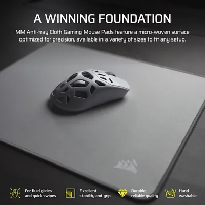 Image de Corsair MM Medium, Gris, Uni, Caoutchouc, Patins antidérapants, Tapis de souris gaming