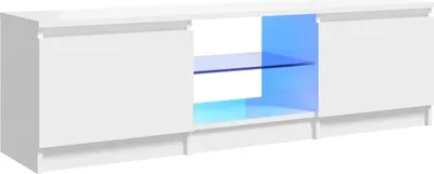Immagine prodotto di Mobile TV con luci LED bianco lucido 120x30x35,5 cm