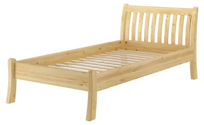 Produktbild von Gästebett Einzelbett Echtholzbett 100x200 hohe Sitzkante Kiefer massiv V-60.61-10Rollrost inkl.