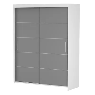 Image de Armoire à portes coulissantes Armoire 150 cm blanc/gris avec moulures Vista 06