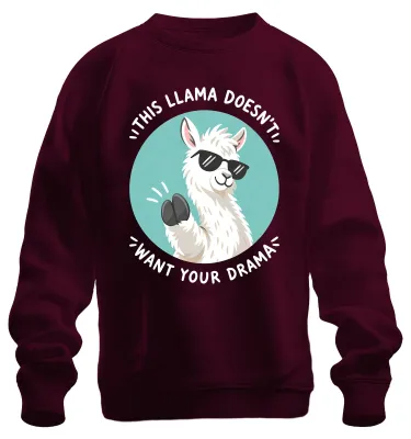 Produktbild von This Llama Doesn't Want Your Drama Alpaca Lustig Alpaka Cool Sweatshirt Pullover, Burgundy, XXL