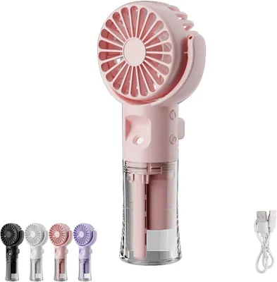 Produktbild von Handventilator mit Wasserkühlung,Mini Handventilator(Rosa)tragbarer,mit Wassernebel-Spray,4 Geschwindigkeiten,geeignet für Sport,Reisen,Büro