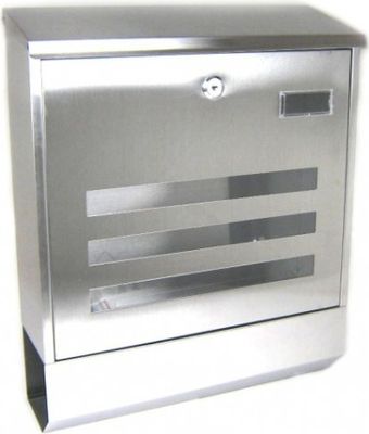 Briefkasten Edelstahl mit 3 langen Sichtfenstern und Zeitungsrolle Modell 918 Postbox Mailbox Letterbox Zeitungsbox