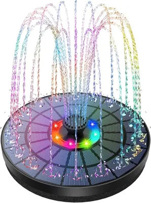 Produktbild von PolkaHome® Solarbrunnen 5,5 W, 7 Wasserspiele, LED, für Garten, Teich, Vogeltränke