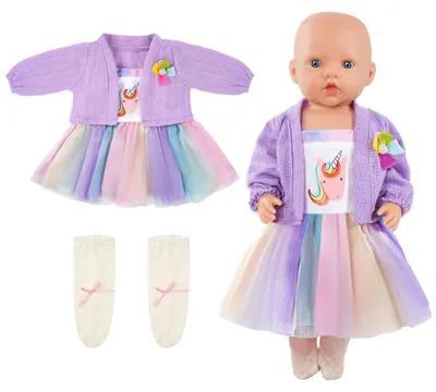 Immagine prodotto di Set di abbigliamento per bambole, adatto a bambole di 35-45 cm, con tema unicorno