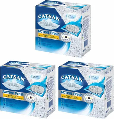 Produktbild von Catsan Katzenstreu Active Fresh, 3 Packungen (3 x 8 l)