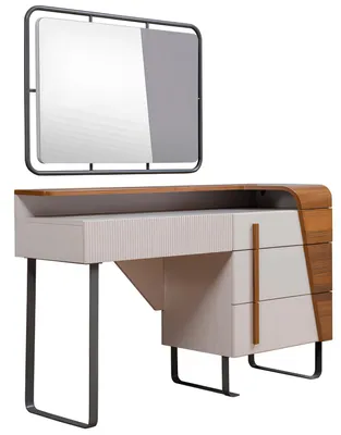Produktbild von Designer Weißer Schminktisch r Spiegel Schlafzimmer Set