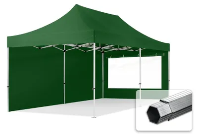 Obrázek produktu pro Nůžkový stan 3x6 m, hliník, vč. 2 bočnic tmavě zelená