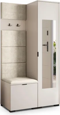 Produktbild von Masseno Garderobe-Set VIRA 95/181/51 cm Modern Garderobenschrank Kaschmir, Veloursstoff MONOLITH 04 (Beige)