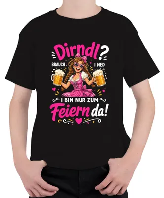 Obrázek produktu pro Tradiční německý oděv: Dirndl a Lederhosen. Tričko s motivem Oktoberfestu pro děti, barva černá, velikost 140