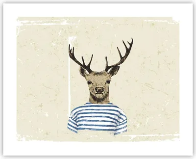 Produktbild von Poster - Poster ohne Rahmen - Hipster Anthropomorphismus Hirsch - 50x40 cm - Wand Bild - Wanddeko - Wandbilder - Kunstposter - Wandposter - Bilder - Kunstdruck - Wandbild - P2XAA50x40-4227