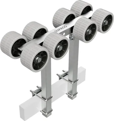 Produktbild von 8er Sliprollen mit 2 Stützen Sliphilfe Bootstrailer EVA SUPROD RKSRLB-8D-EVA, Ø 120 mm, grau/schwarz