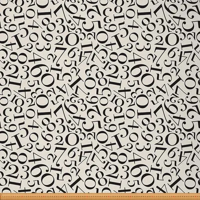 Zahlen-Stoff 1 Yard 91,4x150 cm Schwarz-Weiß Polyester