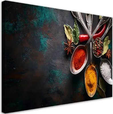 Produktbild von Leinwandbild Gewürze in der Küche 90x60 Feeby Bunt bild für die wand bereit zum aufhängen
