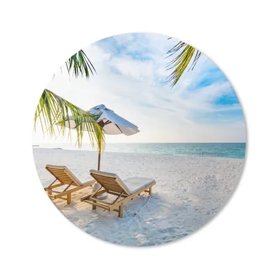 Produktbild von MuchoWow® Mauspad Mousepad Strandkorb - Sonnenschirm - Sonnenuntergang 20x20 cm - Mousepads - Maus Mat - Pad - Mausunterlage - Schreibtischmatte