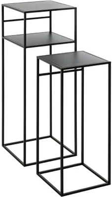 Immagine prodotto di Azomor: elegante set composto da due tavolini ausiliari in metallo nero, adatti a qualsiasi ambiente
