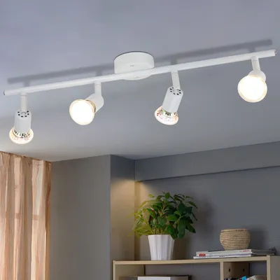 Immagine prodotto di ZMH LED faretto da soffitto orientabile GU10 bianco lampada da soffitto spot da soffitto 4 fiamme plafoniere industriali soggiorno camera da letto cucina lampadine incluse