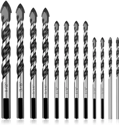 Image de Kit de forage multifonctionnel en métal, noir, pour percer le marbre, le verre, la céramique et le carrelage.
