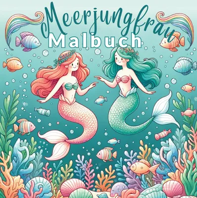 Produktbild von Meerjungfrauen-Malbuch mit 55 Fantasievollen Ausmalvorlagen für Mädchen!