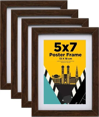 Zdjęcie produktu dla Ramka na zdjęcia 13x18cm drewniana ramka szkło akrylowe zestaw 4 brązowy