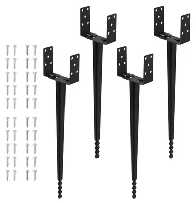 Obrázek produktu pro Nosníky U-profilu - Podstavce do země - Konstrukce do zahrady - Nastavitelná šířka - 4 kusy, 50 cm - Černá barva