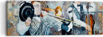 Produktbild von Bild auf Leinwand - Leinwandbild - Jazz Musik Musiker - 90x30cm - Wand Bild - Wanddeko - Wandbilder - Leinwanddruck - Bilder - Kunstdruck - Wanddekoration - Leinwand bilder - Wandkunst - CA90x30-3422