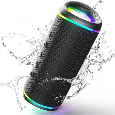 Obrázek produktu pro Přenosný Bluetooth reproduktor, 30 W – RGB osvětlení – stereo zvuk – voděodolný (IPX5) – výdrž baterie 10 hodin – kompaktní design