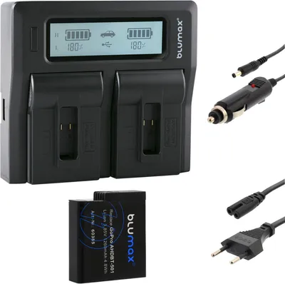 Produktbild von 1x Akku + Lader für GoPro Hero 2018 AHDBT-501 GoPro 5 / 6 / 7 1260mAh