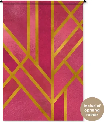 Produktbild von MuchoWow® Wandteppich Wandbehang Gold - Rosa - Luxus 120x180 cm Tapisserie Dekoration Wandtuch - Schlafzimmer - Dekorationen für das Haus