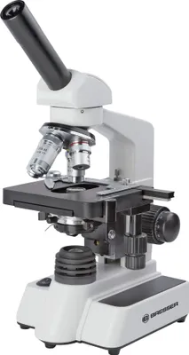 Immagine prodotto di Microscopio da studio Bresser LED monoculare 40x-600x con tavolino a croce, condensatore e obiettivo 60x per l'istruzione