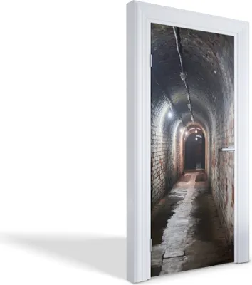 Produktbild von Türdeko Aufkleber Selbstklebende Wandsticker Personalisiert - Unterirdischer Tunnel - 95 x 205 cm
