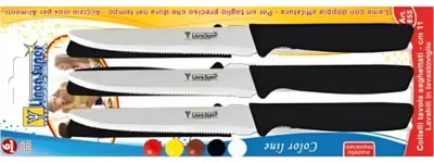 Immagine prodotto di Coltelli da tavola lama seghettata acciaio inox 11 cm set 6 pezzi manico polipropilene lavabili lavastoviglie