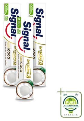 Productafbeelding van 3 x Signal Integral 8 Nature Elements Kokostandpasta - 75 ml - Grote verpakking - 3 stuks