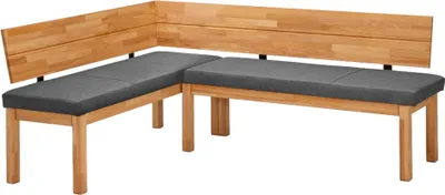 Produktbild von Eckbank Damita aus Massivholz 155 x 194 x 84 Küchenbank massiv Kernbuche geölt/Grau 12179-155194
