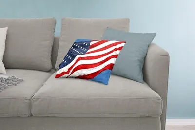 Produktbild von MuchoWow® Zierkissen Sofakissen Wohnzimmer Dekokissen 60x40 cm Die Flagge der Vereinigten Staaten im Wind - Kopfkissen - Polster mit Foto