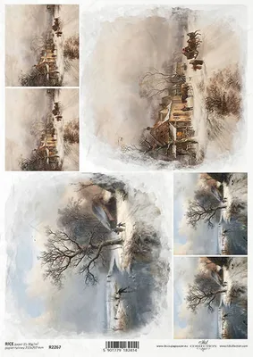 Produktbild von ITD Reispapier Decoupage Bastelpapier Serviettentechnik-R2267 Ansichten, Vintage-Landschaft