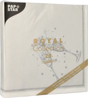 Produktbild von Papstar Servietten Royal Collection Festivity silber 3-lagig 40x40cm 20 Stück