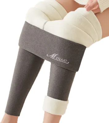 Produktbild von Thermoleggings für Damen, dicke, warme Winterleggings aus Wolle, superelastische, flauschige Hose für Fitness, Laufen und Wandern
