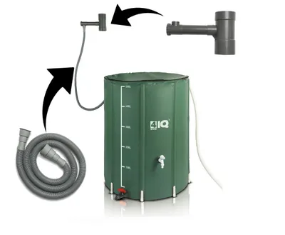 Produktbild von 4iQ Faltbarer Garten Regenwassertank 500 L mit Regenwasserauffangsystem