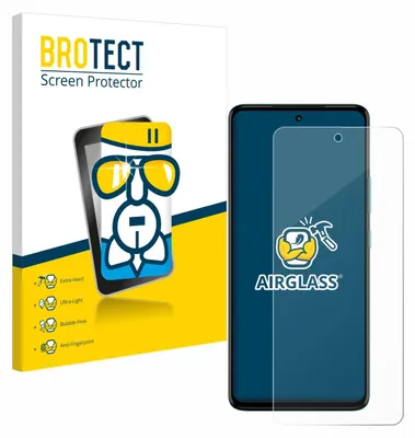 A product shot showing the packaging of a screen protector and the screen protector itself placed on a phone.