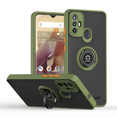 Immagine prodotto di Custodia per ZTE Blade A52 traslucida opaca in TPU con supporto ad anello e supporto verde militare