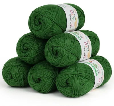 Obrázok produktu pre Priadza na háčkovanie, 100% bavlna, 6 x 50 gramov, tmavozelená