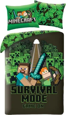 Obrázek produktu pro Oboustranné ložní povlečení z mikrovlákna Minecraft - Survival Mode